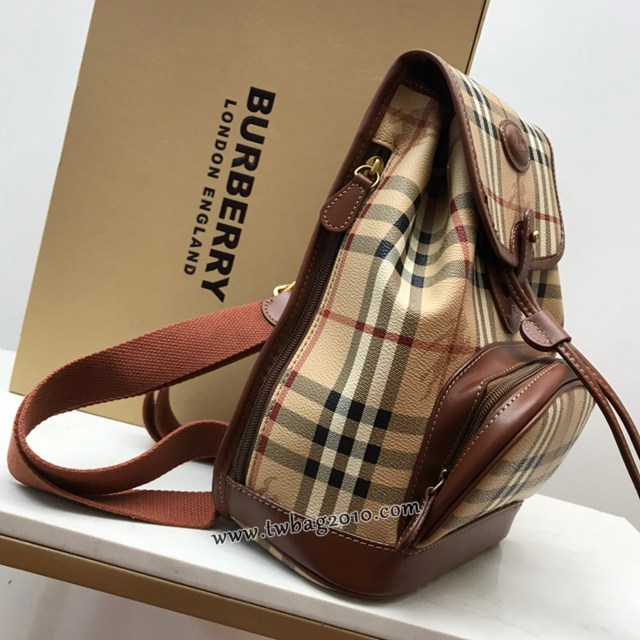 Burberry專門店新款女士後背包書包 巴寶莉中古格紋面雙肩包 yxb1007
